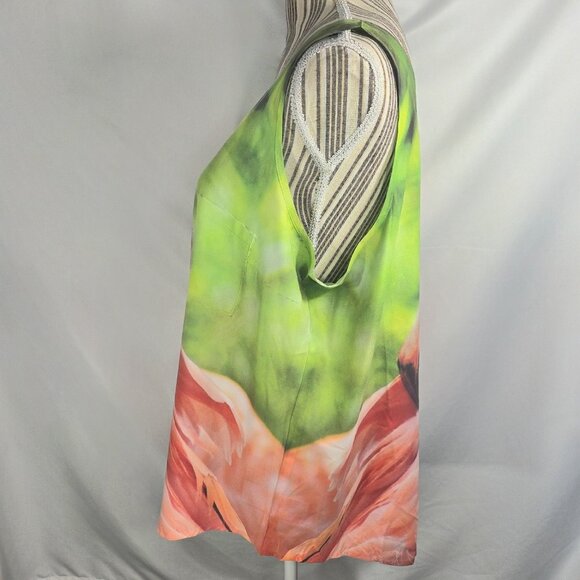 Faded Glory Relaxed Fit Green & Pink Flamingo Print Tank Top Plus Size XXL (20) - Picture 4 of 9